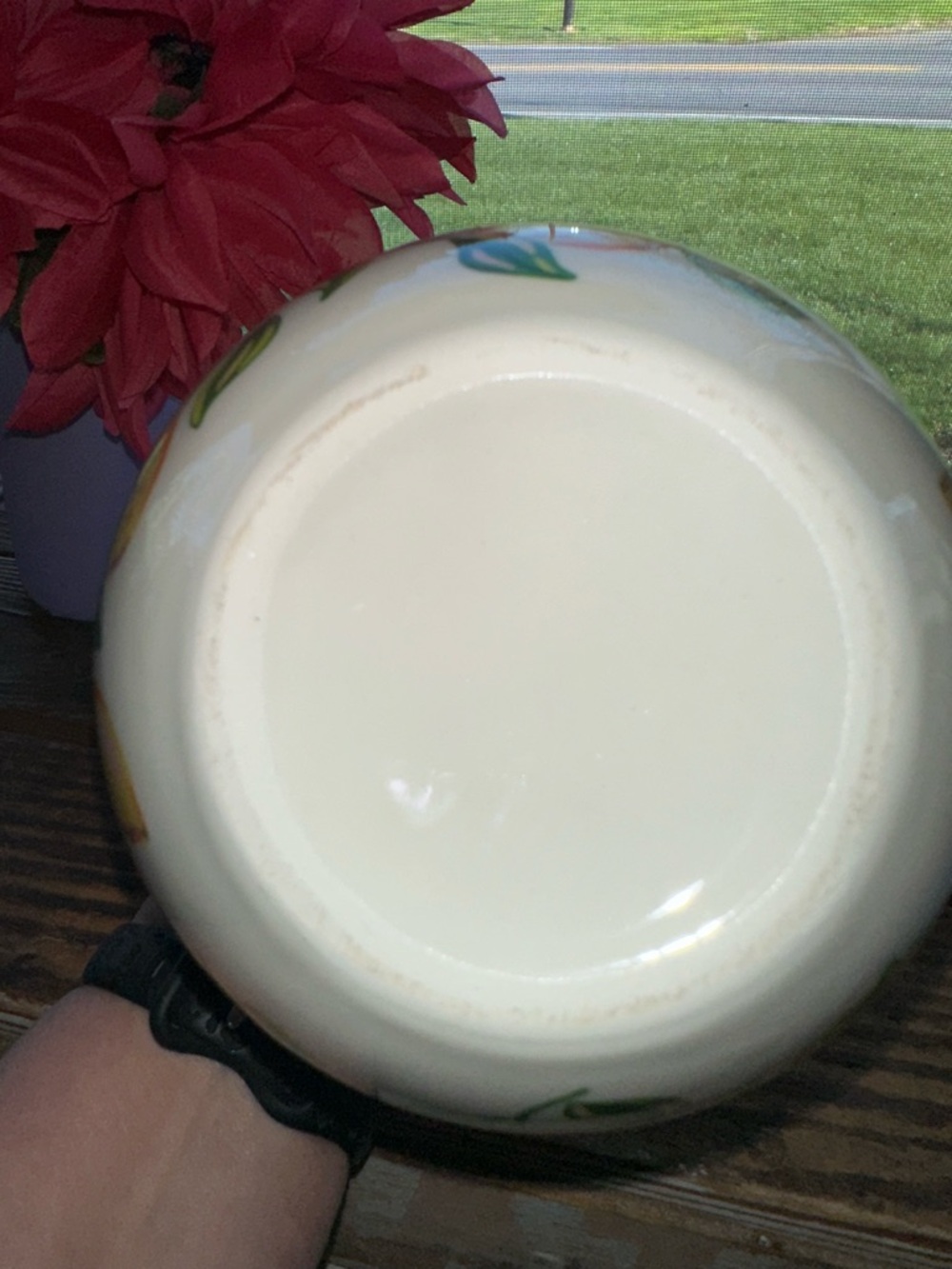 Lemon Pattern Ceramic Vase with Blue Handles - Home Accents - Picture 6 of 6